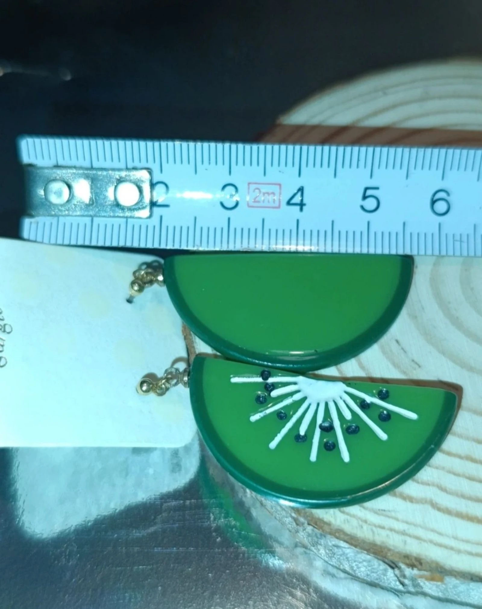 Boucles d'oreilles Gargle Kiwi vert et noir – photo 5